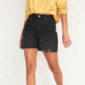 5" Inseam Black Distressed Denim High Rise Cut Off Shorts Size 4